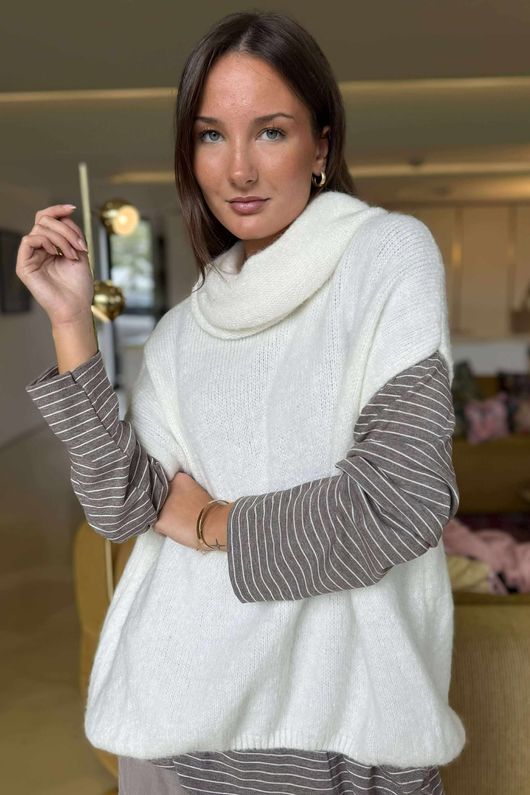 Morag Cowl Knit Tank Ecru /4 =